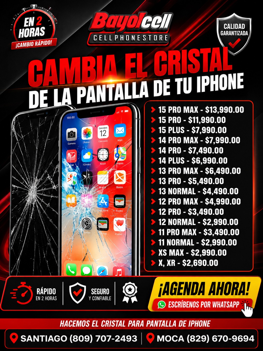Cambia el cristal de la pantalla - precios