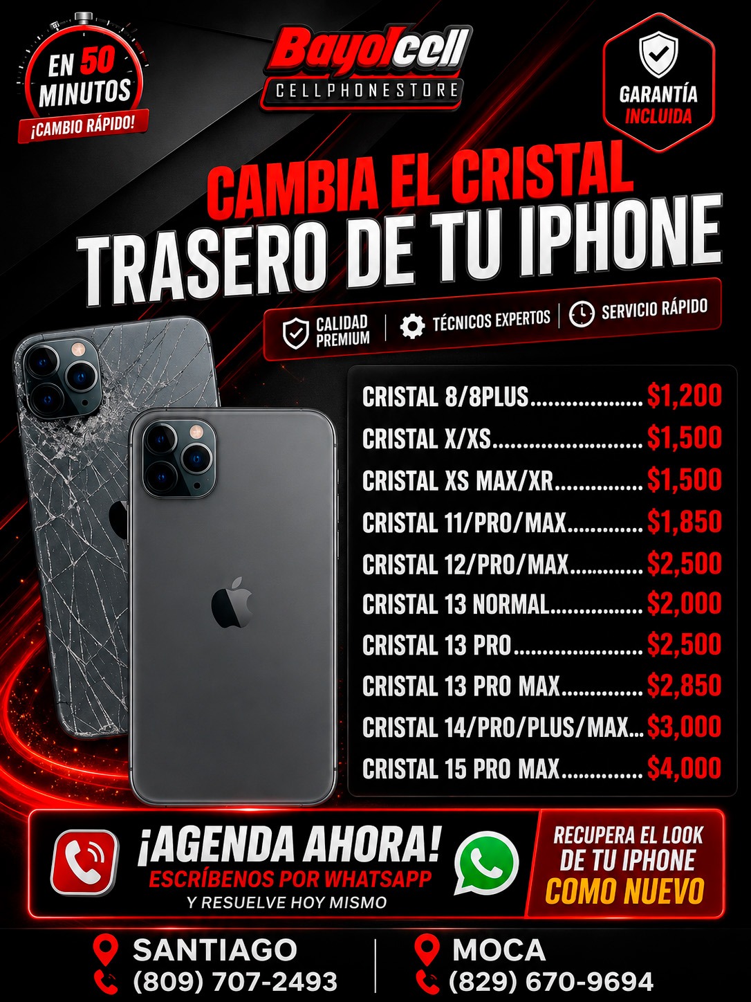 Cambia el cristal trasero - precios