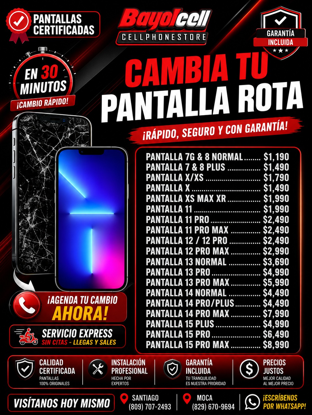 Cambia tu pantalla rota - precios